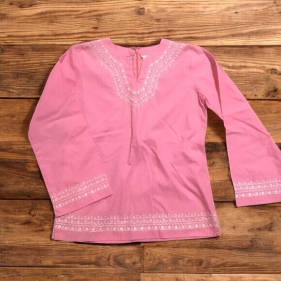 Lilly Pulitzer Girls Kids Pink Embroidered Tunic Top Shirt Spring Easter Girly - Picture 1 of 7